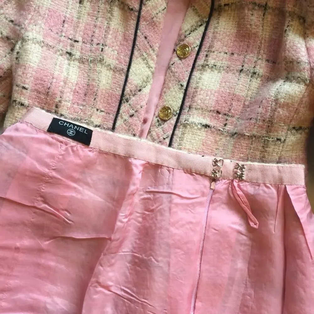 Vintage CHANEL Pink Tweet Skirt Suit - ALTERED, READ
